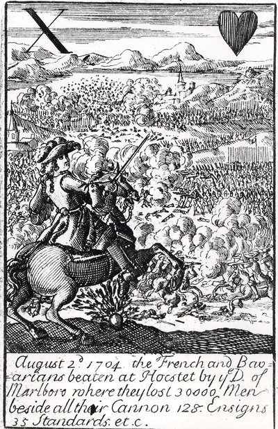 The Duke of Marlborough Defeats the French and Bavarians at the Battle of Blenheim, English Playing Card by English School